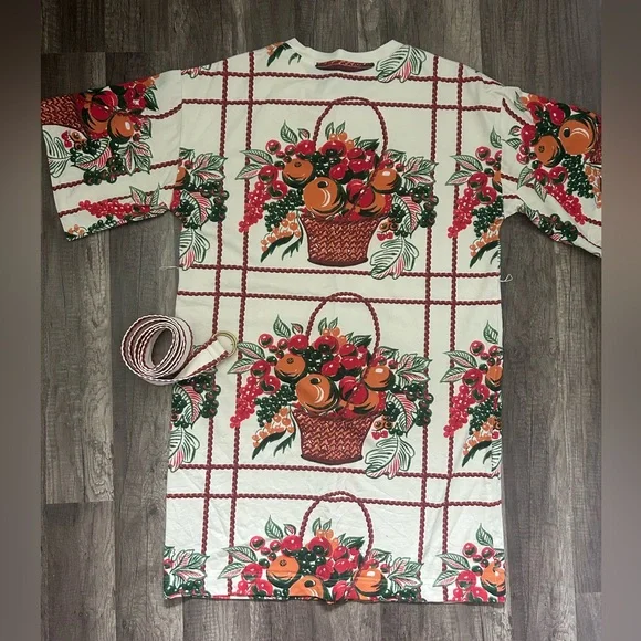 Tory Burch 🧺 Basket Weave Picnic Dress Cream And Brown Belted 🍓 Summer - Picture 4 of 6